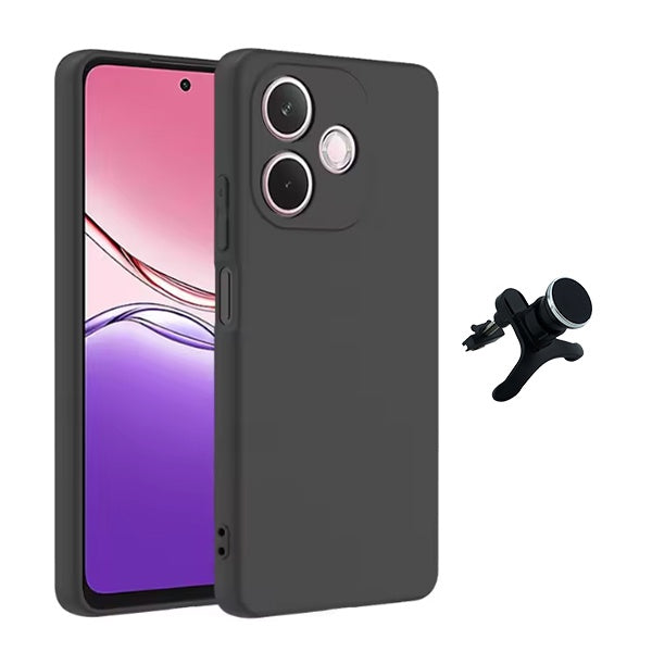 Kit Suporte Magnético Reforçado + Capa Silicone Líquido PHONECARE Para Oppo A5 Pro 5G - Preto