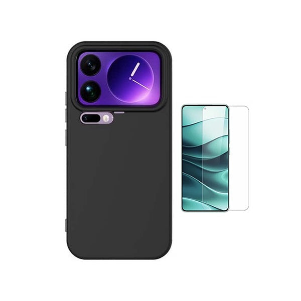 Kit Vidro Clearglass + Capa Silicone Líquido PHONECARE Para Xiaomi 17 Pro Max 5G - Preto