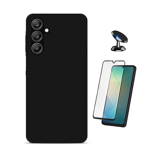 Kit Vidro Temperado + Capa Silicone Líquido + Suporte Magnético PHONECARE Para Samsung Galaxy A18 4G - Preto