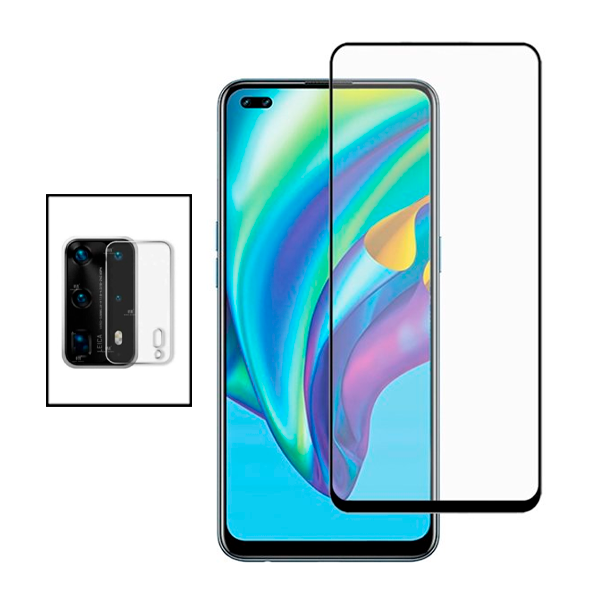 Kit Película de Camara Traseira + Vidro Premium Full Cover Curved para Huawei P40 Pro+ Plus