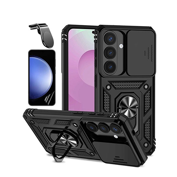 Kit Película Hydrogel Frente + Capa Magnetic Slide Window + Suporte L PHONECARE Para Samsung Galaxy S26 + Plus - Preto