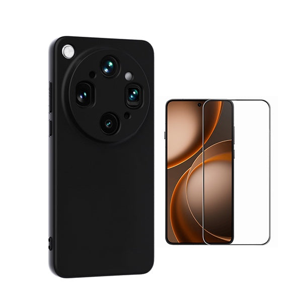 Kit Vidro Temperado + Capa Silicone Líquido PHONECARE Para Oppo Find X9 Ultra - Preto