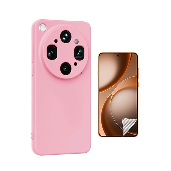 Kit Película Hydrogel Frente + Capa Silicone Líquido PHONECARE Para Oppo Find X9 Ultra - Rosa