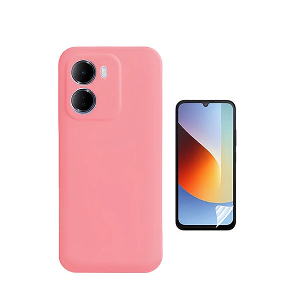Kit Película Hydrogel Frente + Capa Silicone Líquido PHONECARE Para Xiaomi Redmi 15a - Rosa