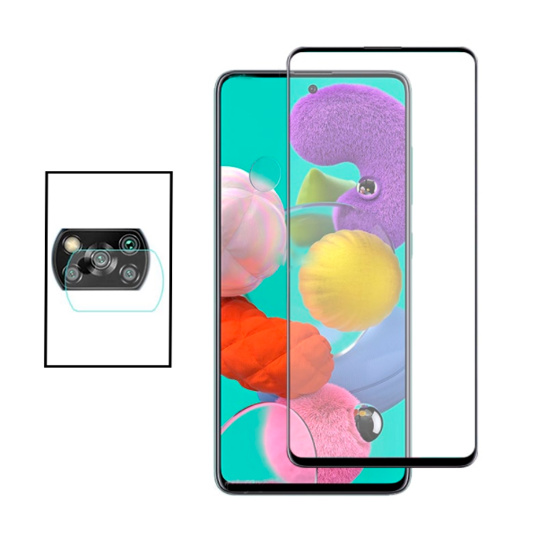 Kit Película de Camara Traseira + Vidro Premium Full Cover para Xiaomi Poco X3 NFC