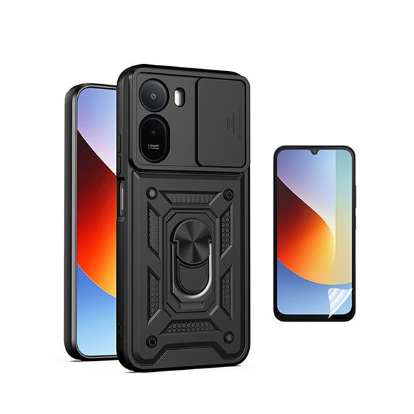Kit Película Hydrogel Frente + Capa Magnetic Slide Window PHONECARE Para Xiaomi Redmi A7 Pro 4G - Preto