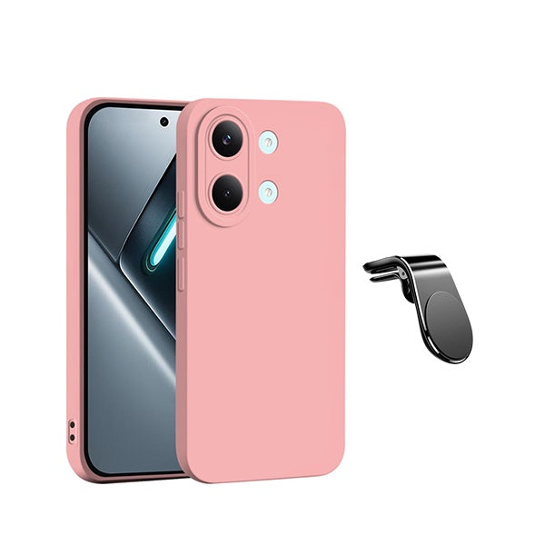 Kit Suporte L + Capa Silicone Líquido PHONECARE Para Xiaomi Poco X8 Pro Max 5G - Rosa