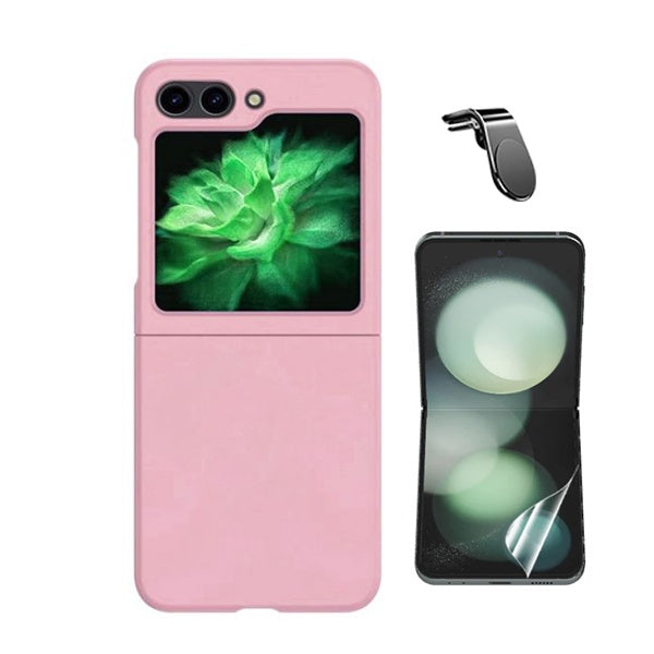 Kit Película Hydrogel Frente + Capa Silicone Líquido + Suporte L Phonecare Para Samsung Galaxy Z Flip6 - Rosa