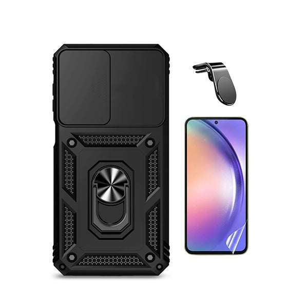 Kit Película Hydrogel Frente + Capa Magnetic Slide Window + Suporte L PHONECARE Para Samsung Galaxy A27 5G - Preto
