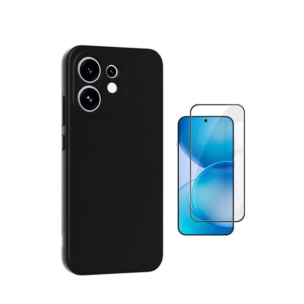Kit Vidro Temperado + Capa Silicone Líquido PHONECARE Para Oppo Reno16 - Preto