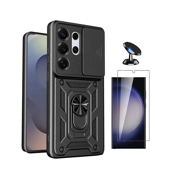 Kit Vidro Clearglass + Capa Magnetic Slide Window + Suporte Magnético PHONECARE Para Samsung Galaxy S26 Ultra - Preto
