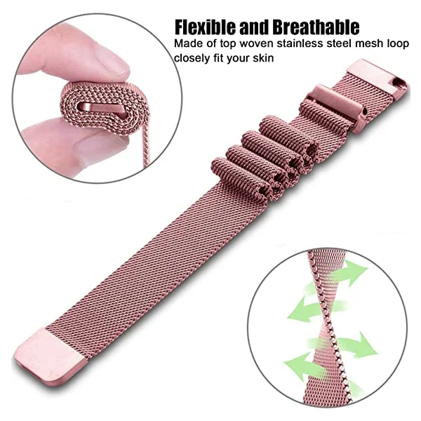 Bracelete Milanese Loop Fecho Magnético PHONECARE Para Garmin Venu 4 - 45 mm - Rosa Claro