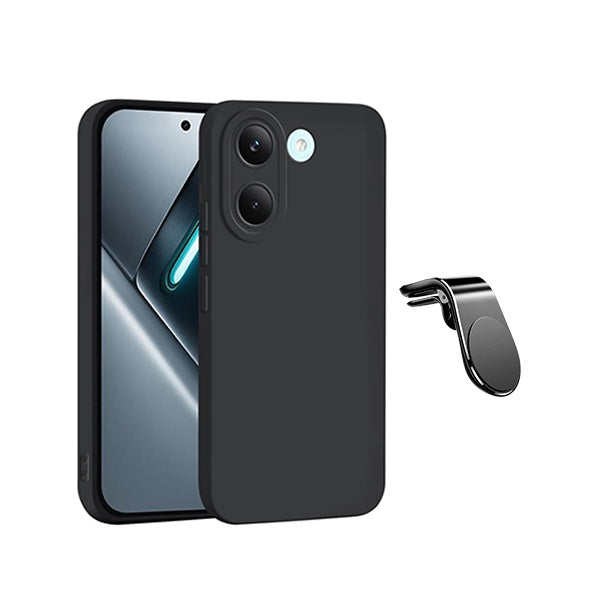 Kit Suporte L + Capa Silicone Líquido PHONECARE Para Xiaomi Poco X8 Pro 5G - Preto