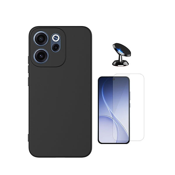 Kit Vidro Clearglass + Capa Silicone Líquido + Suporte Magnético PHONECARE Para Oppo Reno15 FS - Preto