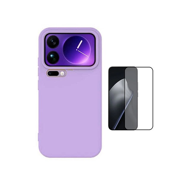 Kit Vidro Temperado + Capa Silicone Líquido PHONECARE Para Xiaomi 17 Pro Max 5G - Roxo