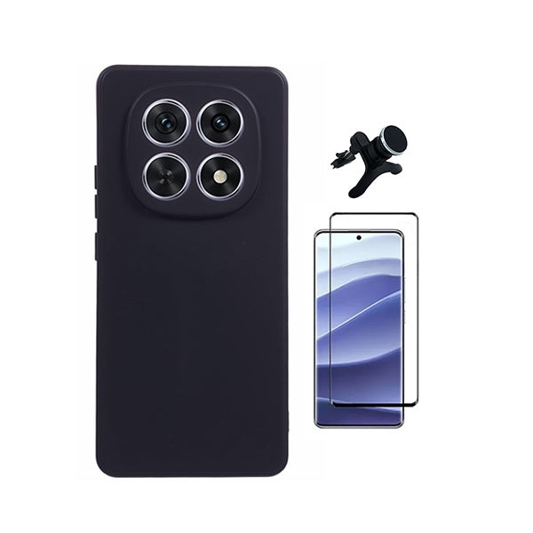 Kit Vidro Curved + Capa Silicone Líquido + Suporte Reforçado PHONECARE Para Xiaomi Redmi Note 15 5G - Preto
