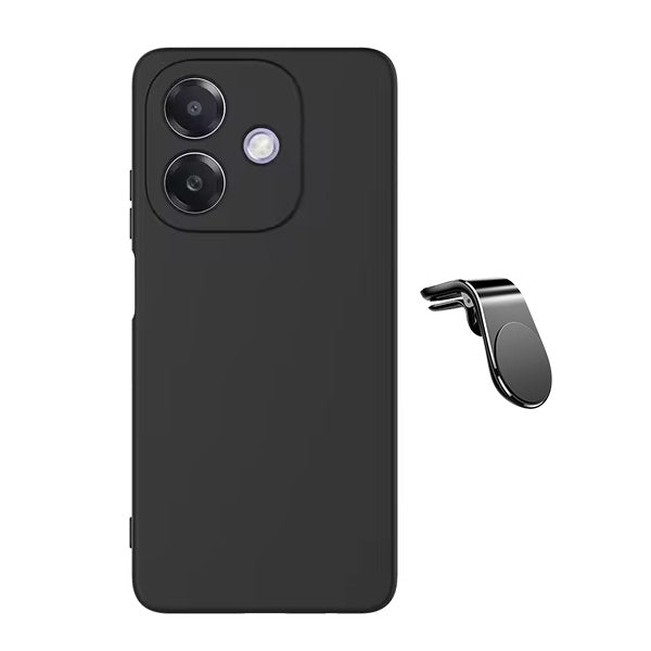 Kit Suporte L + Capa Silicone Líquido Para Oppo A40M - Preto