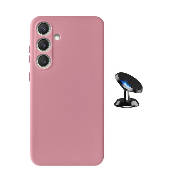 Kit Suporte Magnético + Capa Silicone Líquido Phonecare Para Samsung Galaxy A56 5G - Rosa