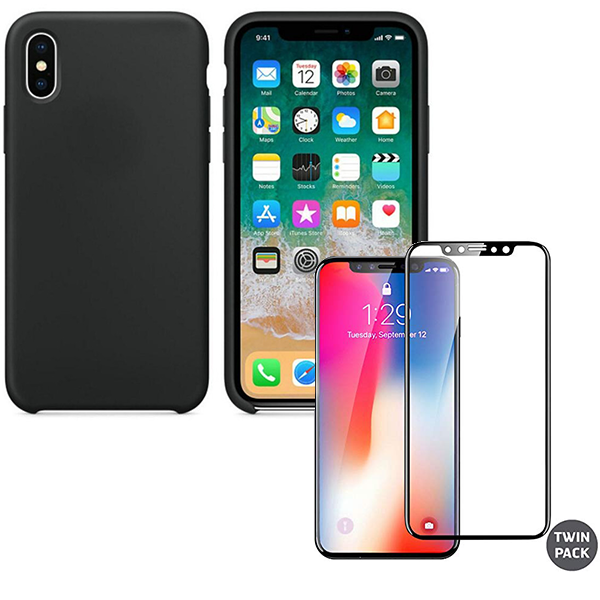 Kit Vidro Premium Full Cover + Capa SlimShield para Apple iPhone XS Max - Preto