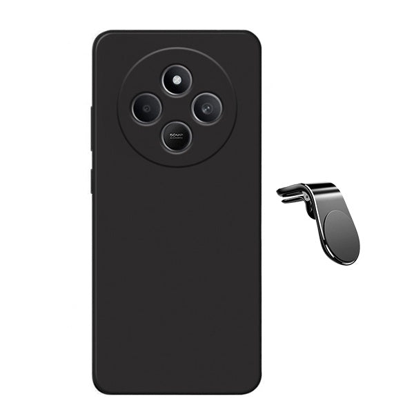 Kit Suporte L + Capa Silicone Líquido Phonecare Para Xiaomi Redmi A4 - Preto