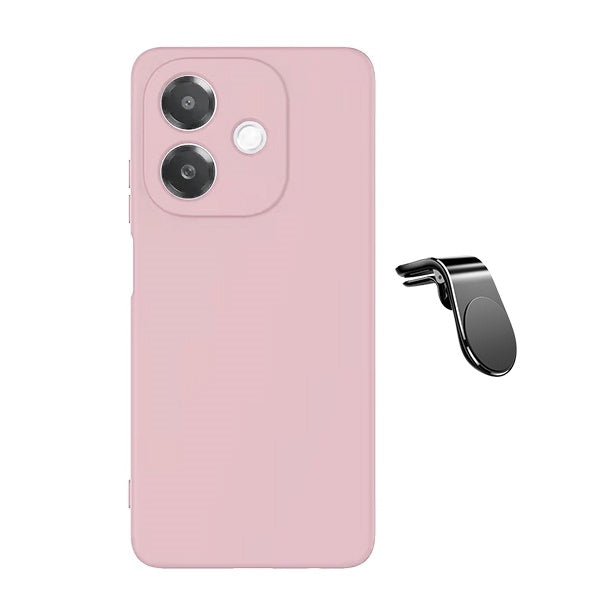 Kit Suporte L + Capa Silicone Líquido Para Oppo A40M - Rosa