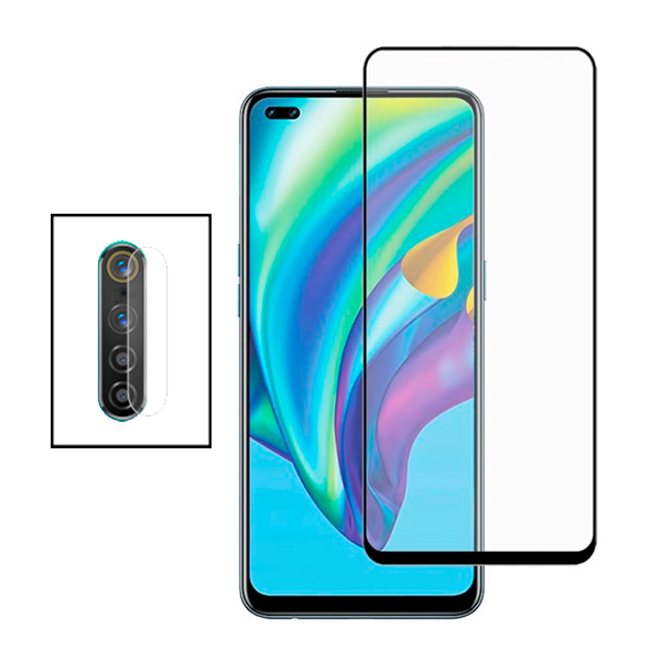Kit Película de Camara Traseira + Vidro Premium Full Cover para Realme 6 PRO