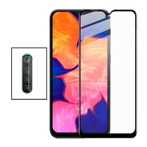 Kit Película de Camara Traseira + Vidro Premium Full Cover para Realme X2 Pro