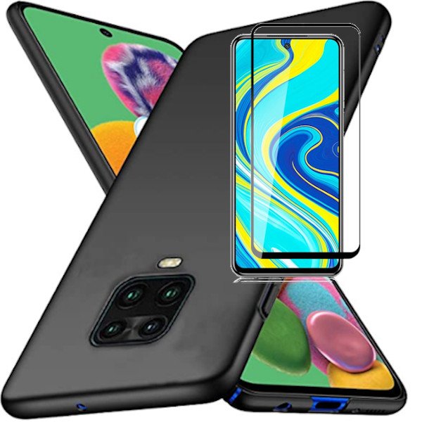 Kit Vidro Premium Full Cover + Capa SlimShield para Xiaomi Redmi Note 9 Pro Max - Preto