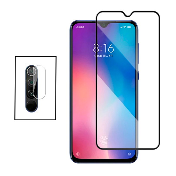 Kit Película de Camara Traseira + Vidro Premium Full Cover para Xiaomi Redmi 9 Prime