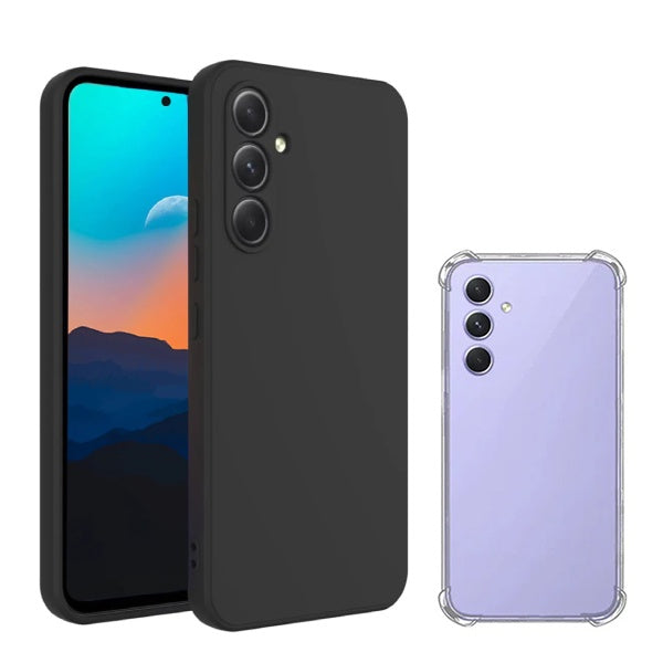 Kit Capa Silicone + Superprotect Para Samsung Galaxy A15 5G - Preto / Transparente