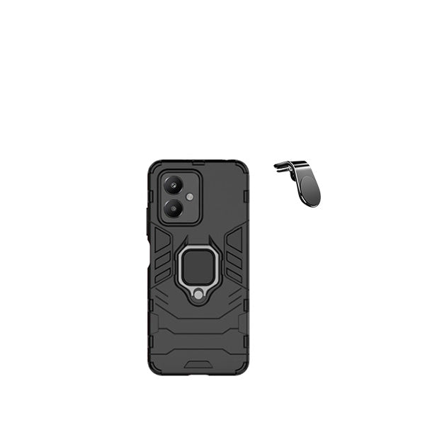Kit Suporte Magnético L Safe Driving Carro + Capa 3X1 Military Defender para Xiaomi Redmi 13C 5G - Preto