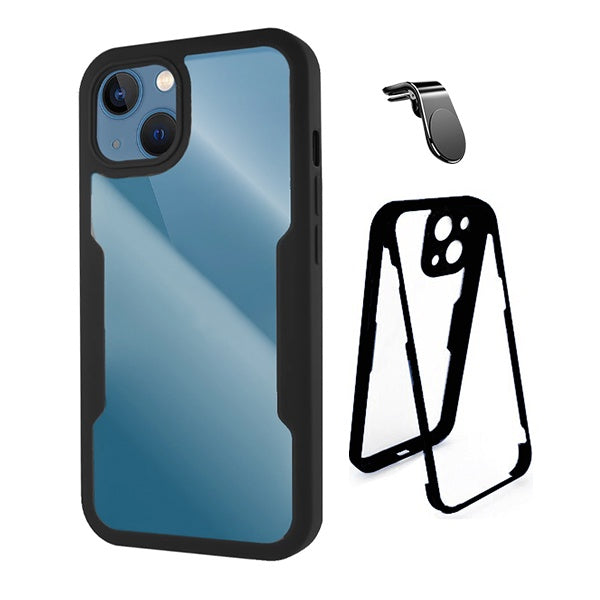 Kit Capa Anti-Crash 360 Protection + Suporte Magnético L Phonecare Para Apple iPhone 13 Mini - Preto