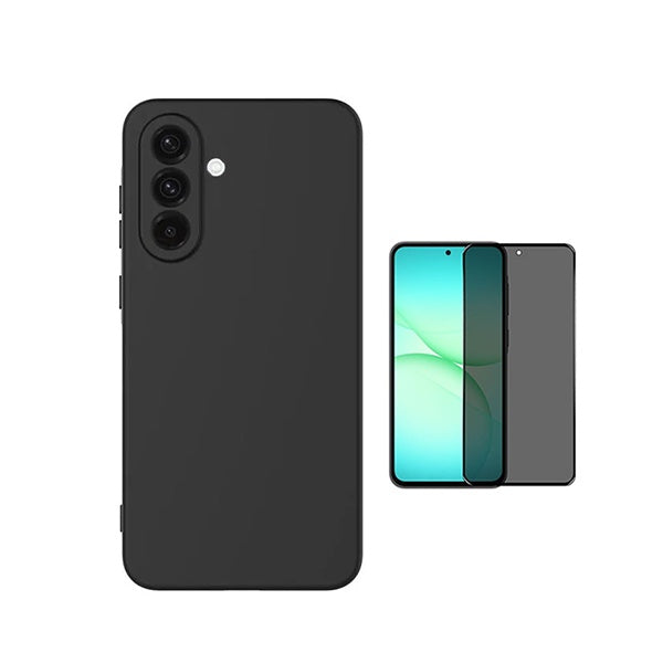 Kit Vidro Anti-Spy + Capa Silicone Líquido PHONECARE Para Samsung Galaxy A37 5G - Preto