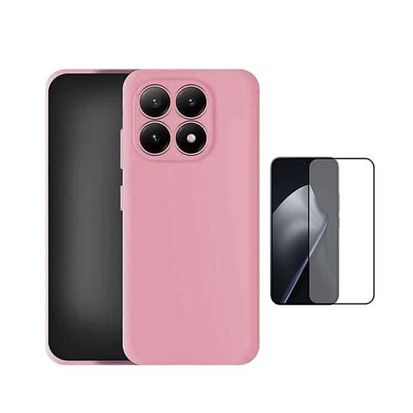 Kit Vidro Temperado + Capa Silicone Líquido PHONECARE Para Xiaomi 17 5G - Rosa