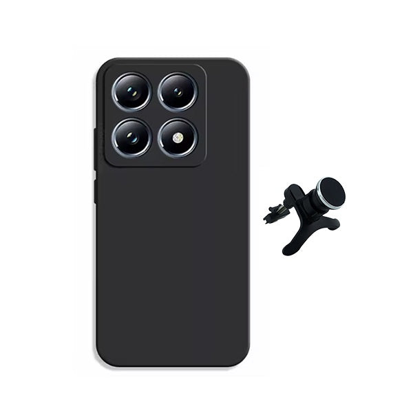 Kit Suporte Magnético Reforçado + Capa Silicone Líquido PHONECARE Para Xiaomi 15T 5G - Preto