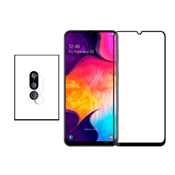 Kit Película de Camara Traseira + Vidro Premium Full Cover para Samsung Galaxy M21 2021