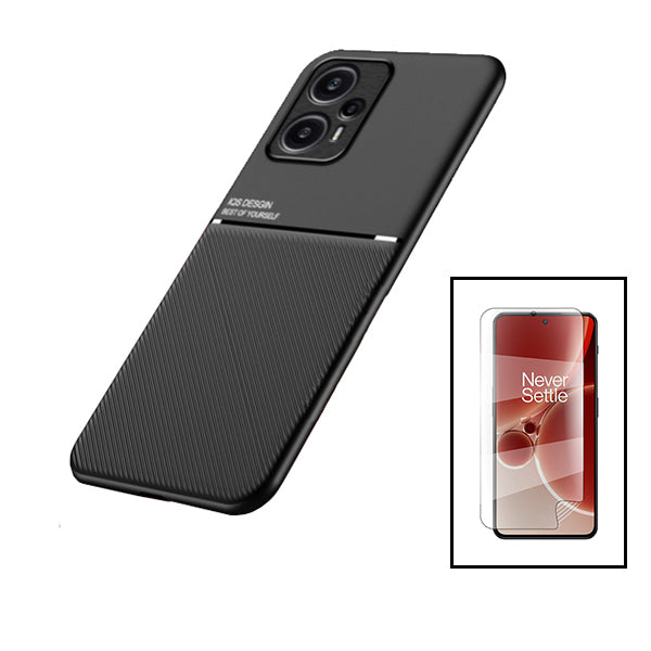 Kit Capa Magnetic Lux + Película Hydrogel Full Cover Frente para Xiaomi Poco F5 - Preto