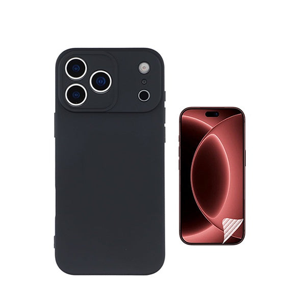 Kit Película Hydrogel Frente + Capa Silicone Líquido PHONECARE Para Apple iPhone 18 Pro - Preto