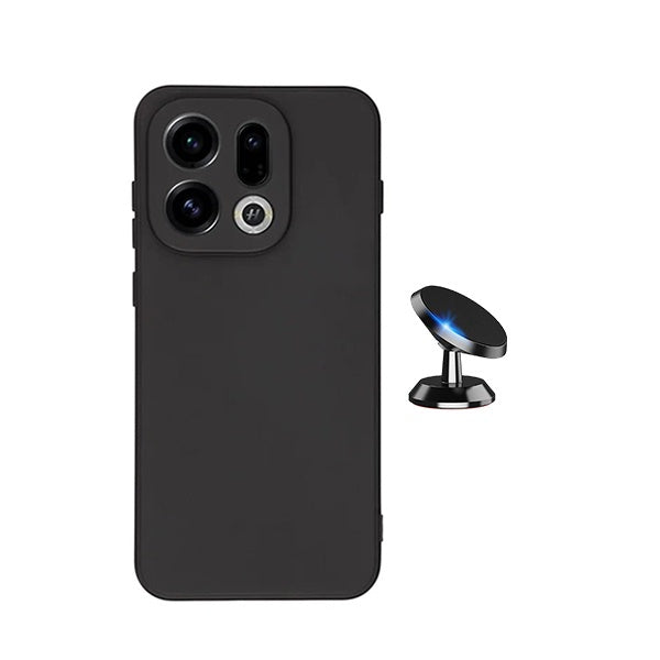 Kit Suporte Magnético + Capa Silicone Líquido PHONECARE Para Oppo Find X9 - Preto