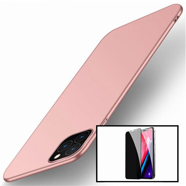 Kit Película 5D Anti-Spy + Capa SlimShield para Apple iPhone 12 Pro Max - Rosa