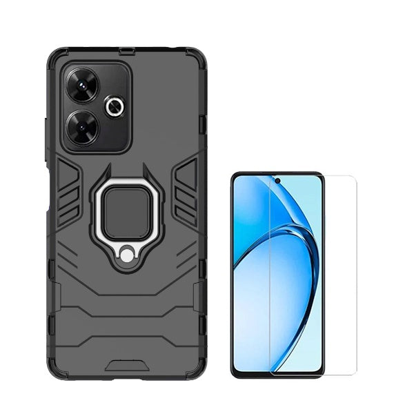 Kit Vidro Clearglass + Capa 3x1 Military Defender para Xiaomi Poco M6 4G - Preto