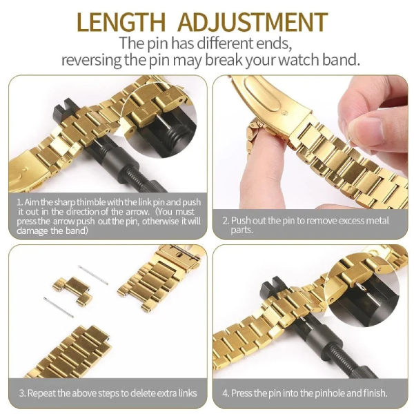 Bracelete Aço Stainless Lux + Ferramenta PHONECARE Para Garmin Venu 4 - 45 mm - Ouro