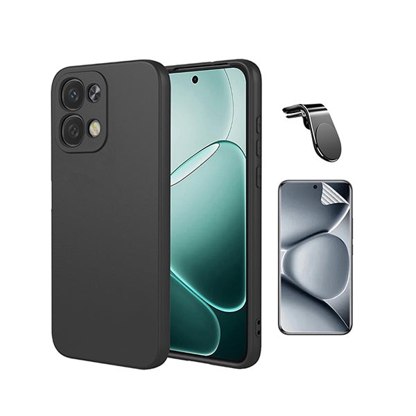 Kit Película Hydrogel Frente + Capa Silicone Líquido + Suporte L PHONECARE Para Oppo A6 Pro 4G - Preto