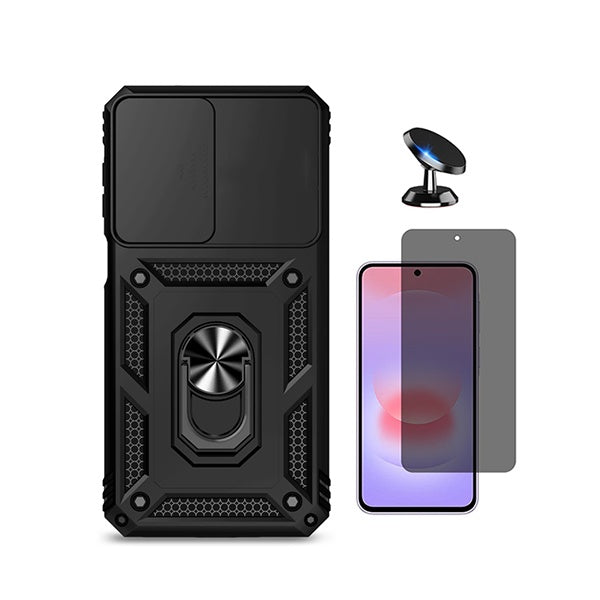 Kit Película Anti-Spy + Capa Magnetic Slide Window + Suporte Magnético PHONECARE Para Samsung Galaxy A27 - Preto