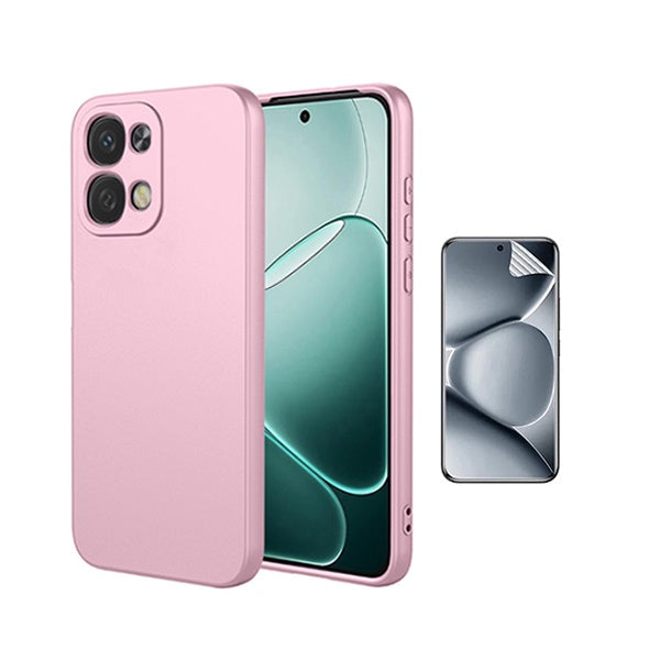 Kit Película Hydrogel Frente + Capa Silicone Líquido PHONECARE Para Oppo A6 Pro 4G - Rosa