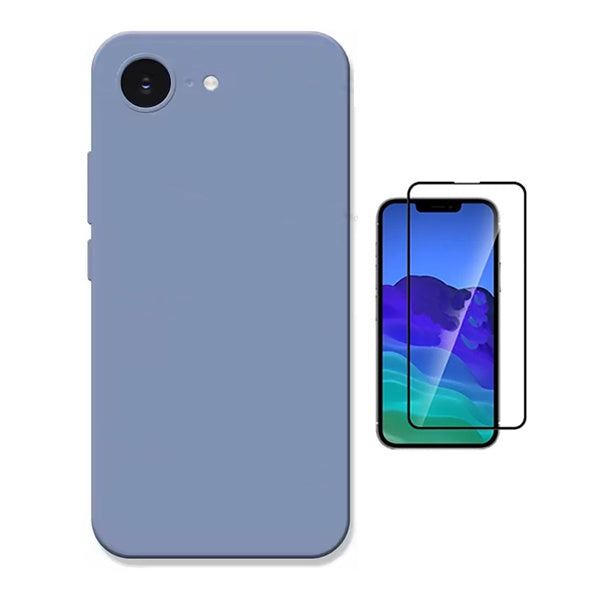 Kit Vidro Temperado + Capa Silicone Líquido PHONECARE Para Apple iPhone 17e - Roxo