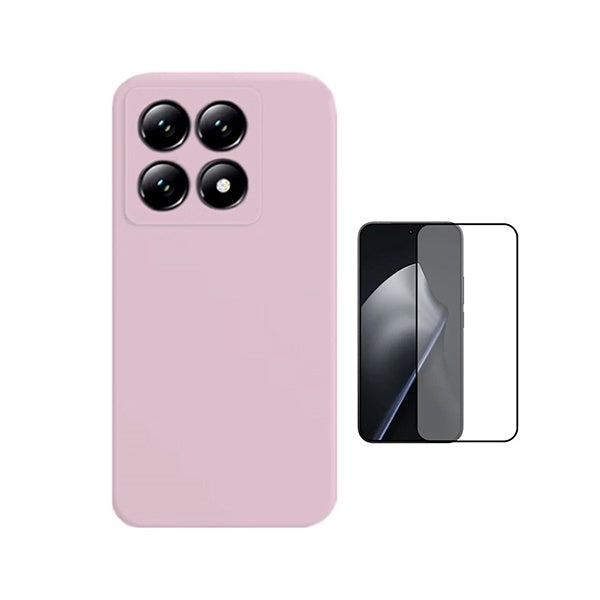 Kit Vidro Temperado + Capa Silicone Líquido PHONECARE Para Xiaomi 15T 5G - Rosa