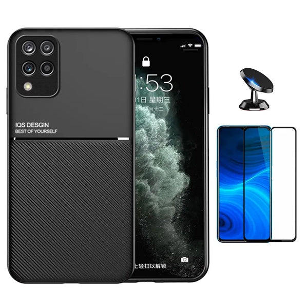 Kit Capa Magnetic Lux + Vidro + Suporte Magnético PHONECARE Para Samsung M33 5G - Preto