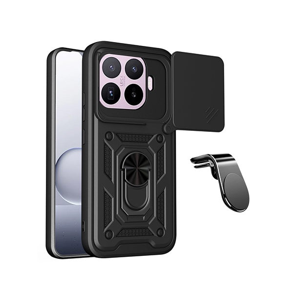 Kit Suporte L + Capa Magnetic Slide Window PHONECARE Para Xiaomi 17T Pro 5G - Preto