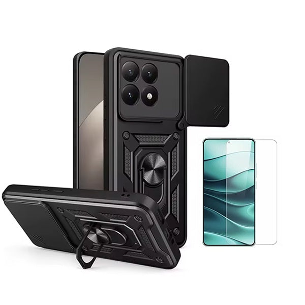 Kit Vidro Clearglass + Capa Magnetic Slide Window PHONECARE Para Xiaomi 15T 5G - Preto